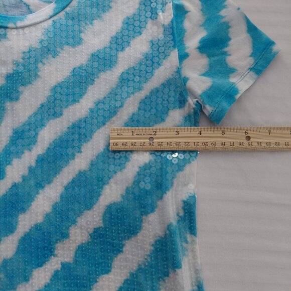 Blue and White Sequin MK top - Picture 3 of 5